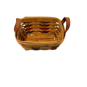 1995 Longaberger Woven Traditions Tea Basket 2 Leather Ears USA 7L x 5W x 3.5H